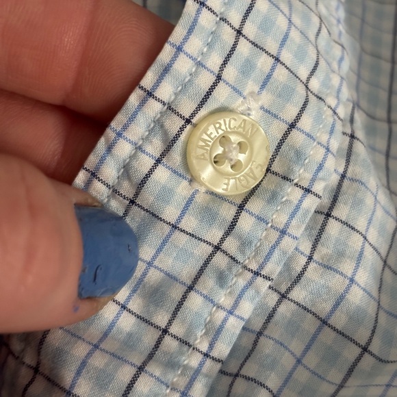 American Eagle Outfitters Men's White Checkered Shirt - Picture 6 of 8